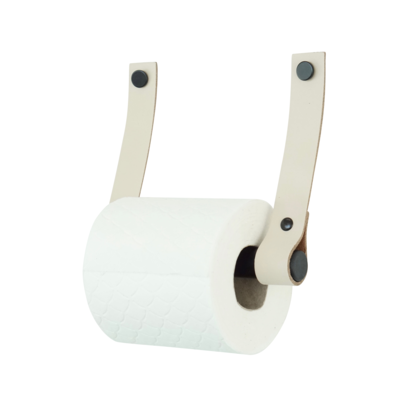 Leren toiletrolhouder (roldrager: zwart metaal)