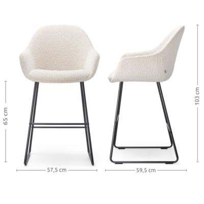 Barkruk Nino-Mae zwart onderstel - 65 cm