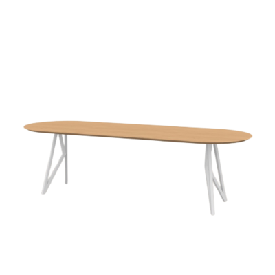 Studio HENK tafel Butterfly Plat ovaal - wit frame, hardwax light 3041