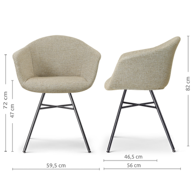 Eetkamerstoel Noa-Otis zwart onderstel met armleuningen