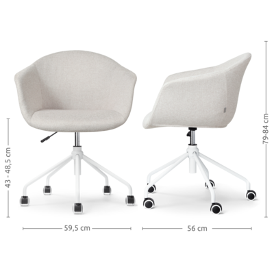 Nout-Otis bureaustoel wit onderstel - Gestoffeerde zitting met armleuningen