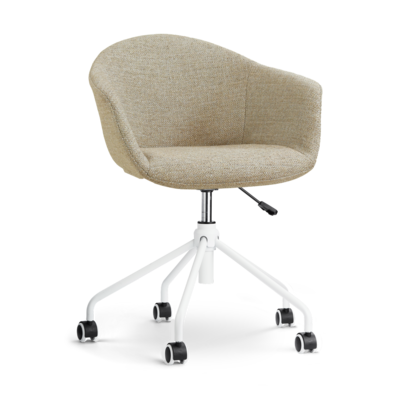 Nout-Otis bureaustoel wit onderstel - Gestoffeerde zitting met armleuningen