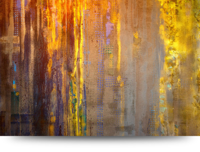 Abstract schilderij geel-goudkleurig - Canvas schilderij