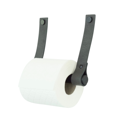 Leren toiletrolhouder (roldrager: zwart metaal)