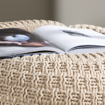 Gevlochten poef Sylvie