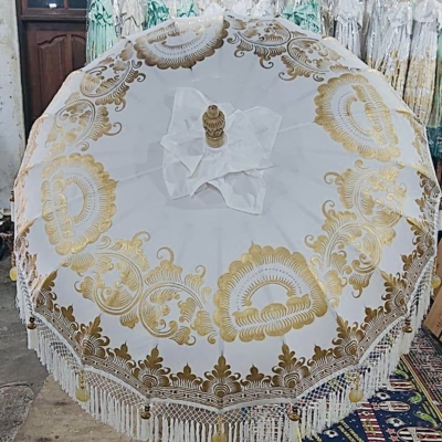 Ibiza parasol Boho wit/goud