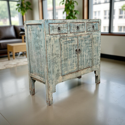 Kast blauw 3la 2deur uniek