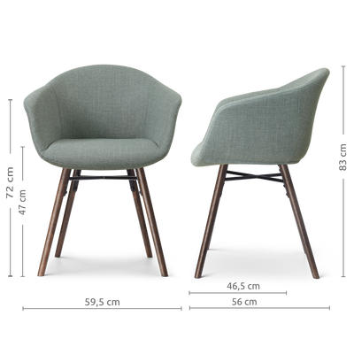 Eetkamerstoel Nena-Otis walnoot houten onderstel