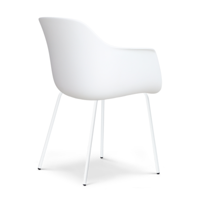 Eetkamerstoel Nora-Puk wit onderstel - met armleuningen