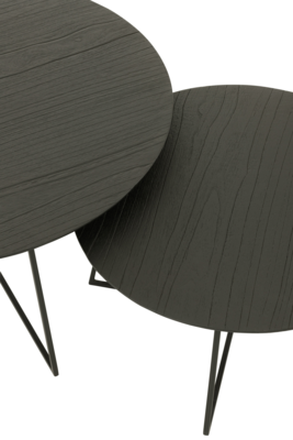 Bijzettafels Micah teakhout/metaal Zwart - 2 stuks