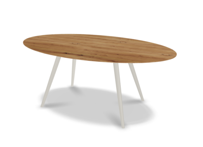 They &amp; Me eettafel Joy – ovaal – eiken rustiek lak – onderstel RAL9010 zuiverwit