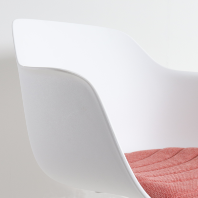 Nola-Liz zwart draaibare eetkamerstoel - Witte zitting met armleuningen (incl. zitkussen)