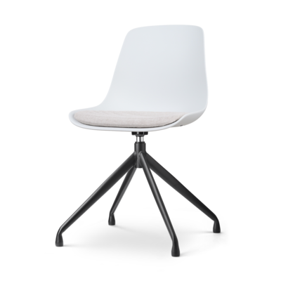 Draaibare eetkamerstoel Nola-Liv wit - zwart onderstel (incl. zitkussen)