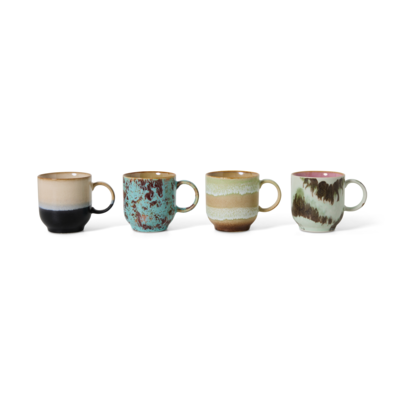 70s ceramics: café mugs, abstract (set of 4)