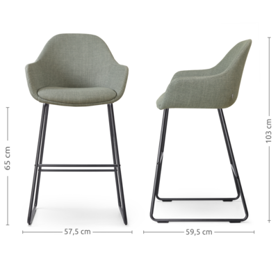 Barkruk Nino-Mae zwart onderstel - 65 cm