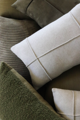 Kussen grof rib olijf rechthoek